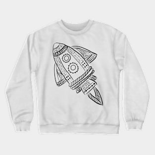 Rocket Space Ship Line Drawing Crewneck Sweatshirt